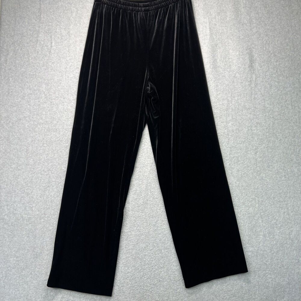 RM Richards Karen Kwong Velvet Pants 10P Black Pull On Straight Leg Modern Casua